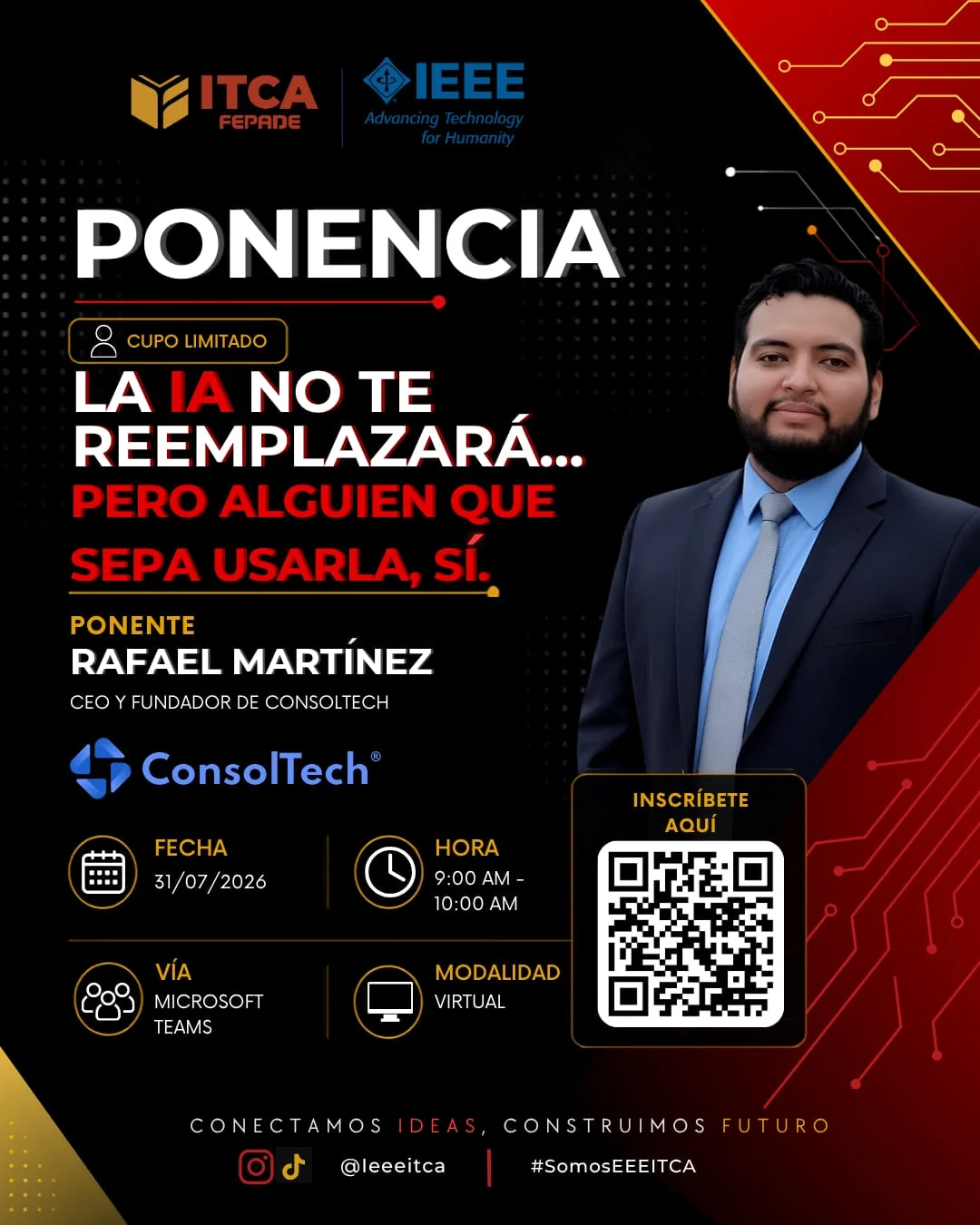 Official announcement of the talk by Rafael Martinez, CEO and founder of ConsolTech