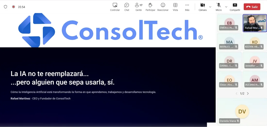 Screenshot of the talk delivered by the founder of ConsolTech